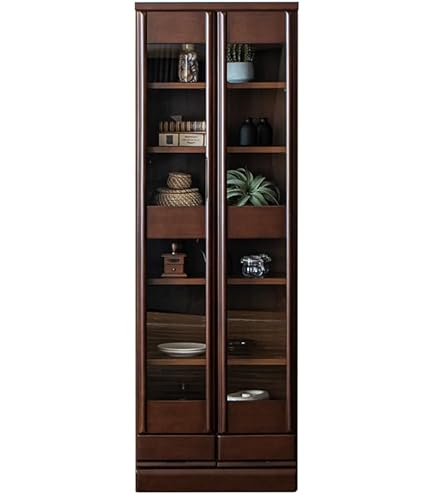 Amazon.co.jp: 【骨董品】レトロ本棚ガラス扉付き無垢材木製収納家具